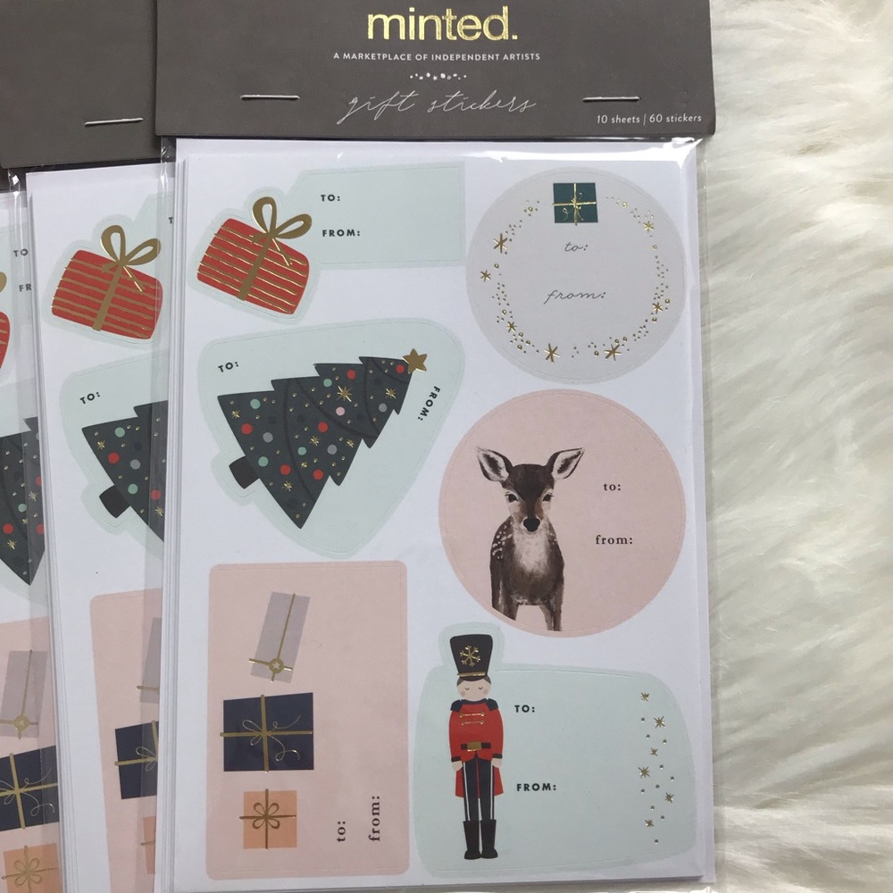 Minted Gift Tag Holiday Stickers, 60 stickers/pack - Picture 1 of 3
